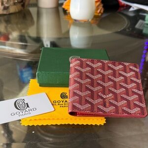 Goyard Burgundy Chevron Bi-Fold Card Case